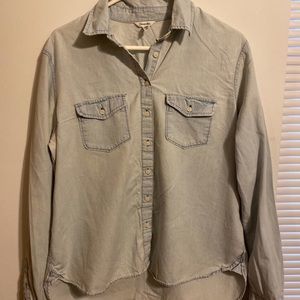 Denim button down shirt.